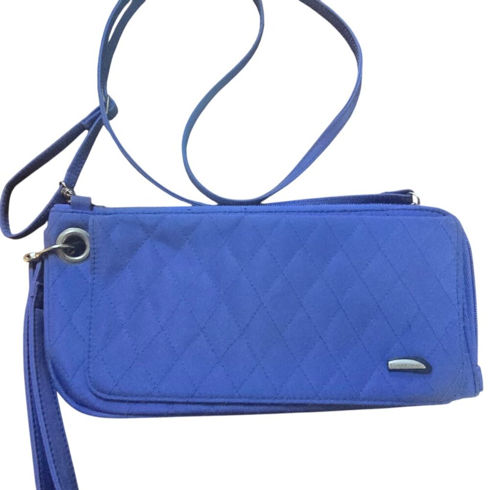 TRAVELON Quilted Blue Crossbody Wristlet Passport Wallet NWOT VTG 2004